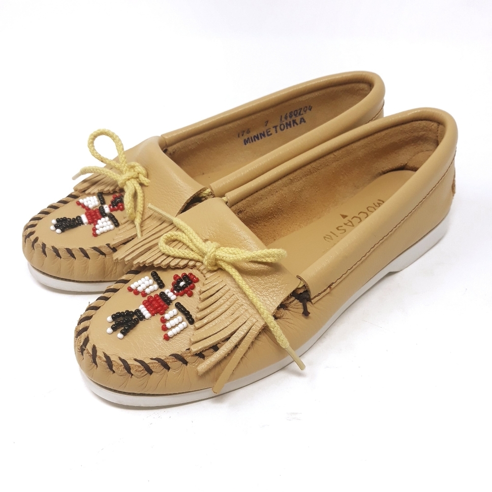 Minnetonka Thunderbird Boat Beaded Moccasins Sz 7